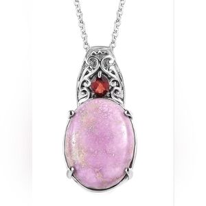 Phosphosiderite and Mozambique Red Garnet Pendant